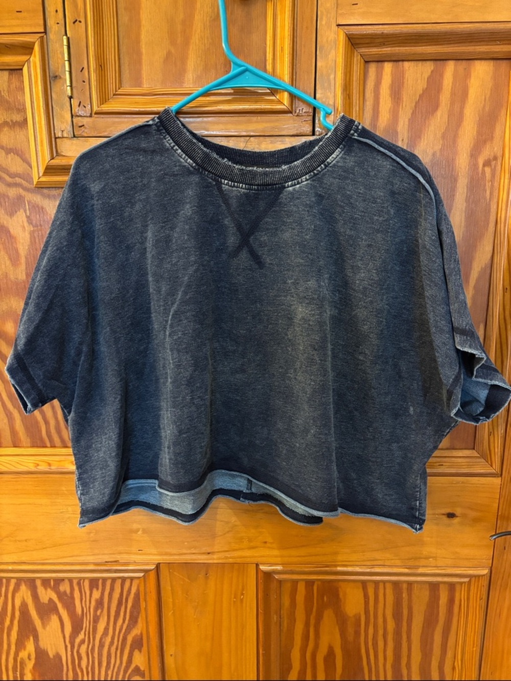 VENUS denim look Washed Cropped Tee